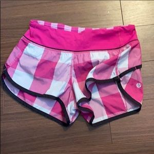 Pink Lululemon shorts, size 2